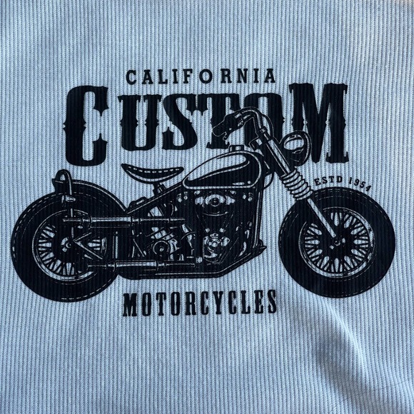 Shein Crop Top Womens Large White Black Ribbed Motorcycle Cropped Lettuce Trim - Picture 3 of 9